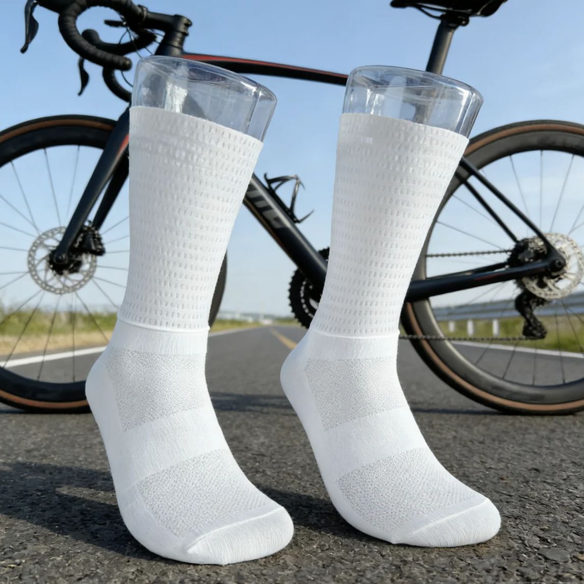 Ykyw Cycling Gear - Pro Aero compressiesokken Anti Slip Silicone