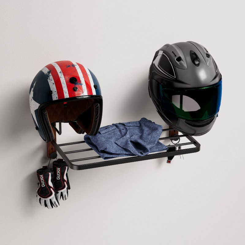 Cycling Gear Wall Storage - Multifunctionele wandmontage helmhouder, veiligheidskap ophangrek, fietsuitrusting