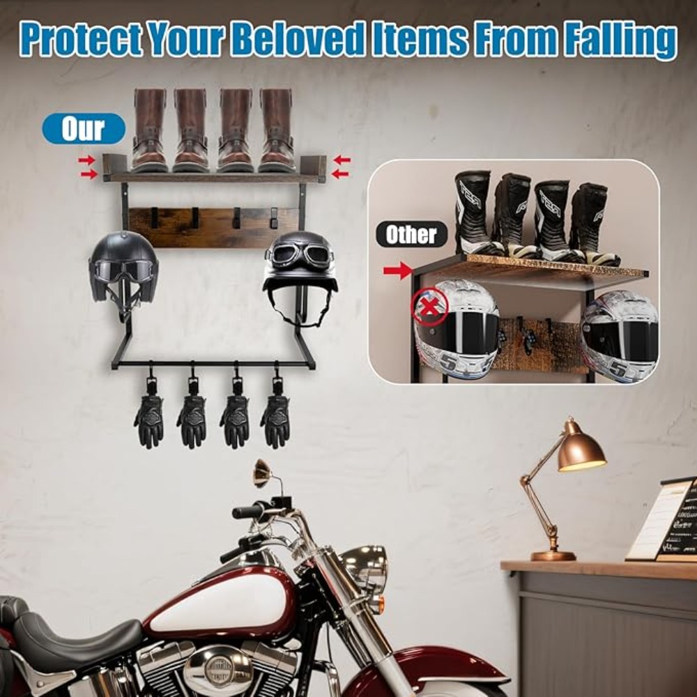 Motorhelmhouder met 4 handscho - Cycling Gear Organizer Wall recensie en prijs